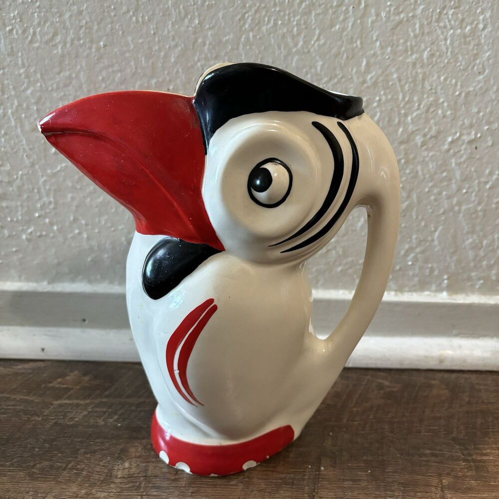 Rare Toucan Bird Pitcher Creamer Czechoslovakia Ditmar Urbach 9” Tall READ